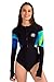 AXESEA Womens Long Sleeve Rash Guard UV UPF 50+ Sun Protection Printed Zipper Surfing One Piece Swimsuit Bathing Suit (14, Aurora)