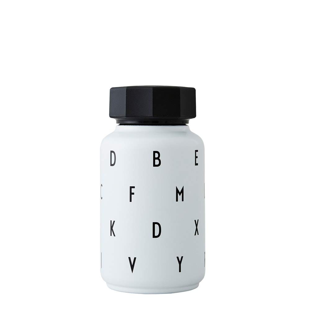 Design Letters Thermo bottle/Insulated bottle with straw for kids (White) – BPA-free double walled vacuum, stainless steel, Pure Nordic Design, Great for use on the go, 330 ml, Leak-proof, 208 g