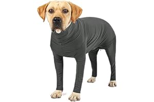 Etdane Dog Onesie After Surgery Pet Surgical Recovery Suit Anti Shedding Bodysuit for Female Male Dog Long Sleeve Claming Pajamas with Legs Grey/XXXL