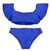 JIANLANPTT Pretty Sexy Bandeau Ruffled Bikini Women Flounce Strapless Swimsuit Swimwear Bathing Suits Blue M(US2-4)