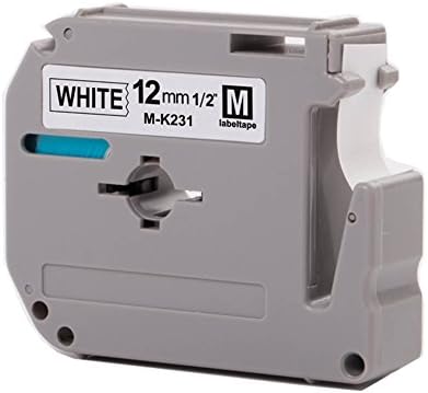 Wangsale Replacement Label Tape Compatible with Brother MK231 M-k231 P-Touch Tape 12mm x 8m (1 PK Black on White)