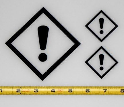 Hazard Symbol Caution- Set of 3 HQ Single Color High Gloss Black Vinyl Decals!