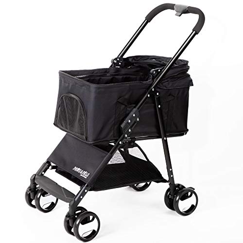 Paws & Pals Dog Stroller Easy to Walk Folding Travel Carriage for Pets
