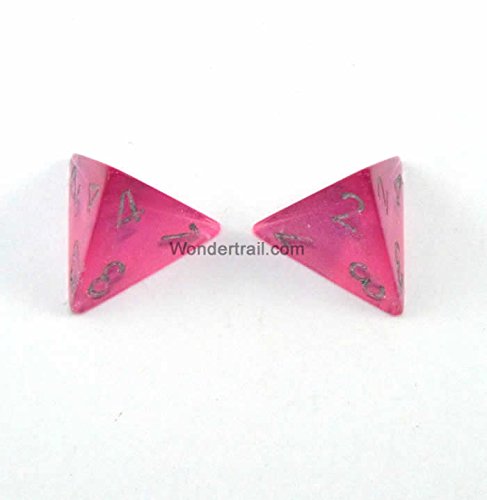 WCXPB0414E2 Pink Borealis Dice with Silver Numbers D4 Aprox 16mm (5/8in) Pack of 2 Dice Chessex