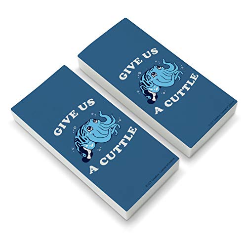 Give Us a Cuttle Cuddle Fish Funny Humor Eraser Set of 2