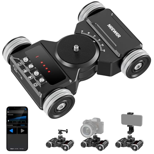 Neewer Upgraded Motorized Camera Dolly Kit with App Control, 5Hrs Runtime Battery, Ultra Silent Motor, Compatible with GoPro iPhone Android DSLR Camera, DL300（for Smooth Floors and Desktops Only）