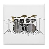 CafePress - Large Drum Kit: Black - Tile