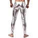 YiZYiF Fashion Men's Faux Leather PVC Trousers Night Club Dance Slim Long Pants Sliver Medium
