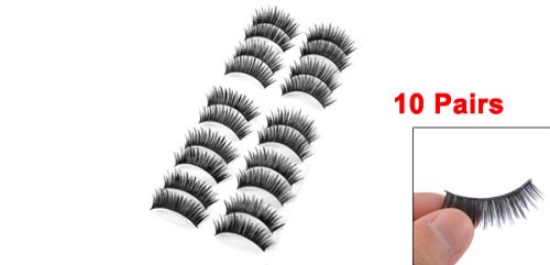 uxcell Nylon Comestic Ladies Women Long Curly Thick False Eyelashes Strip 10pairs Black