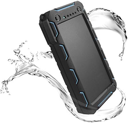 Portable Solar Power Bank,fZoe 15000mAh Dual USB Port Solar charger with Led Light for Emergency Outdoor Camping Power Supply( Waterproof Dust-Proof and Shock-Resistant) - Blue