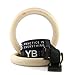 YOGABODY Wooden Gymnastic Rings with Adjustable Straps, Set of 2