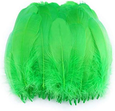 TommoT 100 Pcs 5-7 Inch Natural Large Green Goose Feathers for DIY Crafts or Dream Catcher