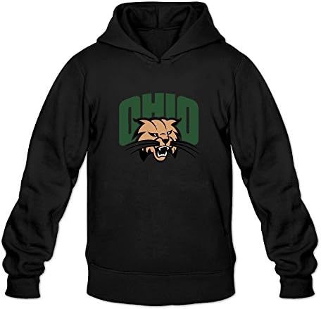 EVALY Men's New Ohio University Bobcats Drawstring Hoodie Black XX-Large