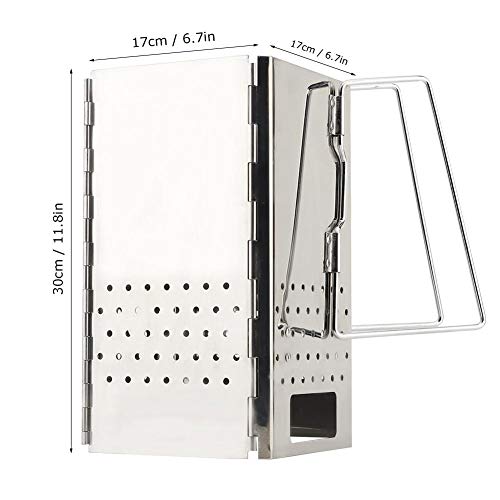 Charcoal Starter, Stainless Steel Portable Folding Barbecue Charcoal Grill Chimney Starter Stove for Camping Picnic Outdoor Cooking Accessories