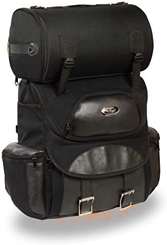 MOTORCYCLE MOTORBIKE PLAIN SISSY BAR TRAVEL BAR BAG TRAVEL LUGGAGE BLACK NEW