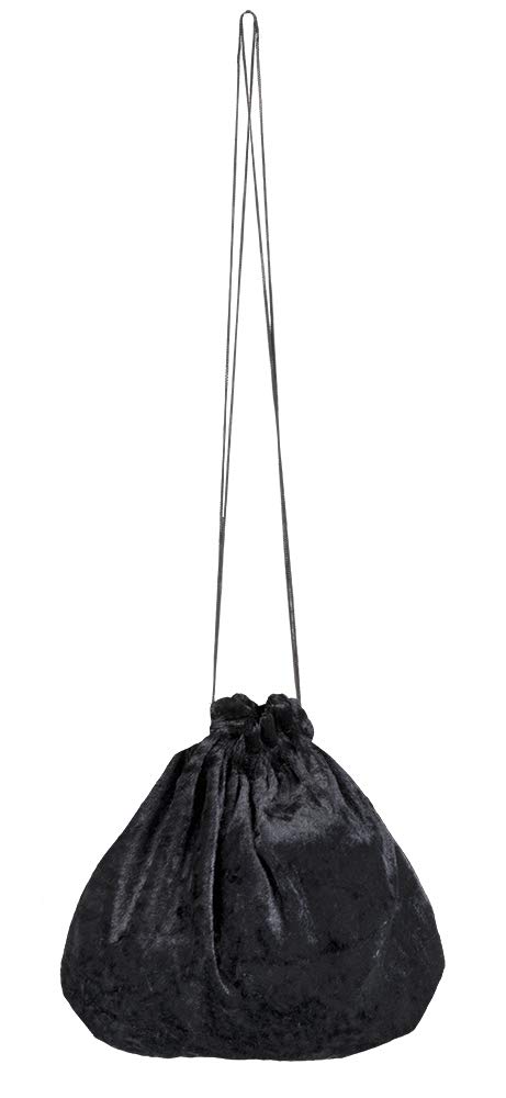 shoperama Velvet Bag with Drawstring Bag Marquise Witch Vampire Pirate Costume Accessory Colour: Black
