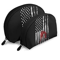 Wrestling Wrestler USA Flag 2 Piece Set Cosmetic Beauty Bag Travel Handy Organizer Pouch Clutch Makeup Pouch Set