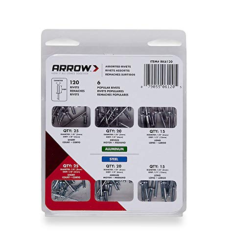 Arrow Fastener RK6120 Rivet Assortment Kit, 120-Pack