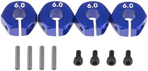 4Pcs RC Car 1/10 Universal Aluminum Upgrade Wheel Hex Hubs 12mm Drive Adapter for RC Tamiya HSP HPI Redcat Car Parts (Dark Blue)