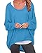 ZANZEA Women's Batwing Sleeve Off Shoulder Loose Oversized Baggy Tops Sweater Pullover Casual Blouse T-Shirt Blue US 8/Tag Size M