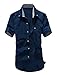 Allegra K Men Short Sleeves Button Down Shirt w Pocket Navy Blue M