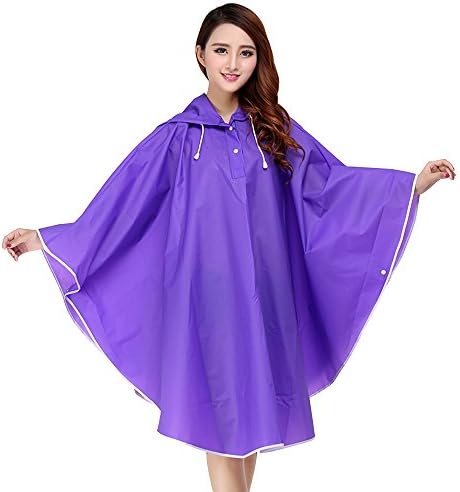 JCNCE Women Travel EVA Transparent Raincoat Poncho Female Adult Portable Outdoor Hiking Cloak Poncho (Purple)