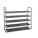 5-Tier shoe rack organizer storage bench stand for mens womens shoes closet with unwoven fabric shelves & holds 25 pairs.Hot black shoe racks with unwoven fabric shelf & easy assembly no tools