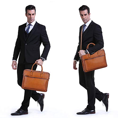 Banuce Full Grains Italian Leather Briefcase for Men Women Handbags Attache Case Tote Business Bag 14" Laptop Shoulder Messenger Bag