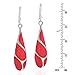 AeraVida Vintage Stone Teardrop Birthstone Sterling Silver Earrings, 9x45 mm | Dangle Earrings for Women (Red)