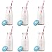 VonShef Set of 6 Retro/Vintage 10-Oz Milk Bottle Drinking Glass Set with Reusable Straws & Lids