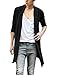 uxcell Men's Shawl Collar Cardigan Drape Cape Lightweight Long Length Knit Sweaters Black 34