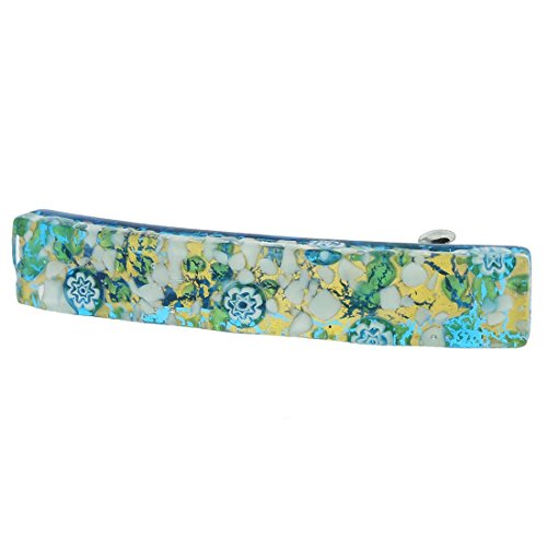 GlassOfVenice Murano Glass Venetian Reflections Hair Clip - Aqua Gold