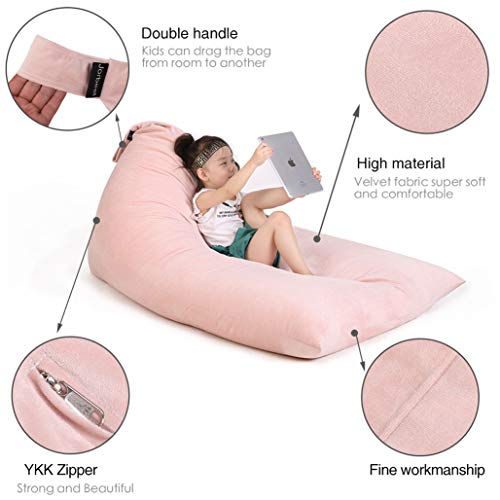 Jorbest Stuffed Animal Storage Bean Bag Chair for Kids and Adults, Luxury Velvet Stuffed Animal Bean Bag Storage, Cover Only(Sweet Pink 200 L/52 Gal)