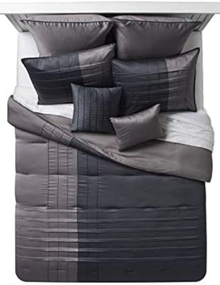 Amazon Com Sunham 8pc Gray Pearl Matte Satin Comforter Set