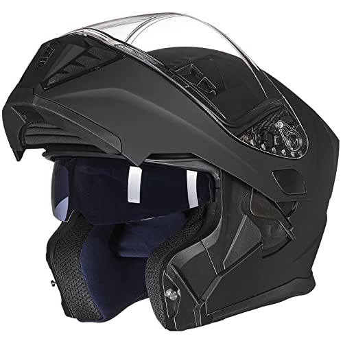 ILM Motorcycle Modular Full Face Helmet Flip up Dual Visor