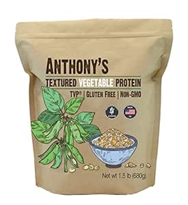 Anthony's Textured Vegetable Protein, TVP, 1.5 lb, Gluten Free, Vegan, Made in USA, Unflavored