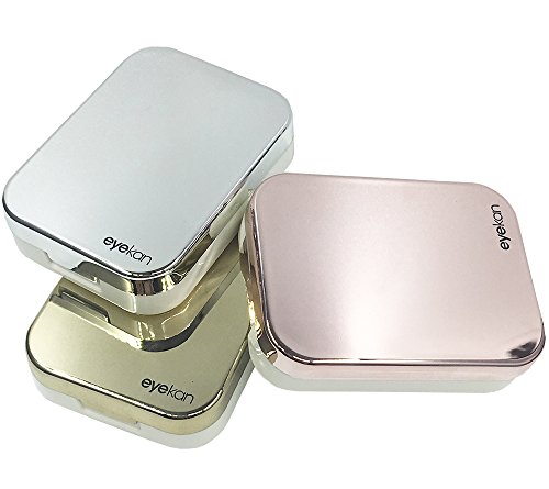 OMG Portable Cute Travel Contact Lens Case Eye Care Kit Holder Mirror Box (Rose Gold)