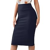 Sweet Hearts Women’s Basic Stretch Pencil Skirt- Regular & Plus Size- Below Knee Office Midi Bodycon Nylon Skirt Made in USA