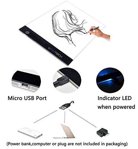 Nikand LED Light Box for Tracing, Best Ultra-Thin Painting A4 Light Table for Artists, Drawing, Sketching, animations (9"x13") Portable LED Light Pad USB Power Artcraft Tracing - Thumbnail 7