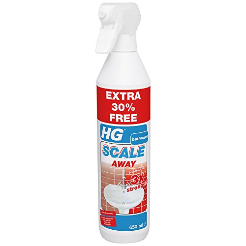 HG Scale Away, Limescale Remover Foam Spray, 3 x Stronger Anti Limescale Concentrate Cleaner, Bathroom Descaler, Removes Stains & Deposits from Shower Heads, Taps, Baths & Screens – 650ml (605065106)