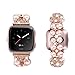 Ritastar for Fitbit Versa Bands Bracelets for Women Handmade Elastic Beaded Jewelry Replacement Strap Accessories with Rhinestones Pearls for Sport Fitbit Versa Lite Smart Watch Rose Gold