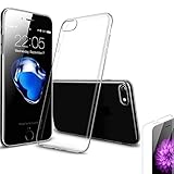 iPhone 7 Case,with Tempered Glass Screen Protector, Ultra-Thin Transparent Clear Flexible Soft TPU Back Case Cover Skin for Apple iPhone 7 4.7 inch, Snap-On, Slim Fit (Clear)