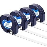 Colorty Compatible Label Tape Replacement for DYMO LetraTag Refills White Plastic 91331 12mm x 4mm 1/2 x 13 Black on White Label Tape for DYMO Letra Tag 100H Plus 100H 100T Plus 100T QX50 Label Maker