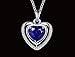 Riakoob 925 Sterling Silver Plated Heart Shape Blue Sapphire Pendant,Crystals Jewerly Necklace,for Women