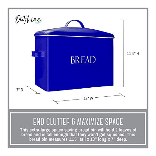 OUTSHINE Farmhouse Bread Box for Kitchen Countertop Blue Bread