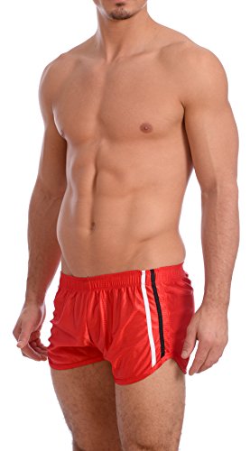 Men's New Shiny Work Out Dazzle Boxing Shorts by Gary Majdell Sport Red Large