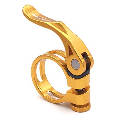 DEERU Aluminum Quick-Release Seat Post Clamp 34.9mm Bike Seat Clamp MTB Bike Road Bike Casual Bike Seatpost Clamp - Gold