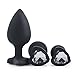 Pack of 3 Heart-Shaped Steel Jeweled Sexy Stimulation Toys Small/Medium/Large