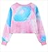 Voglee Women's Colorful Tie Dye and Pink Letters Print Midriff Crop Sweatshirt (M, Pink)
