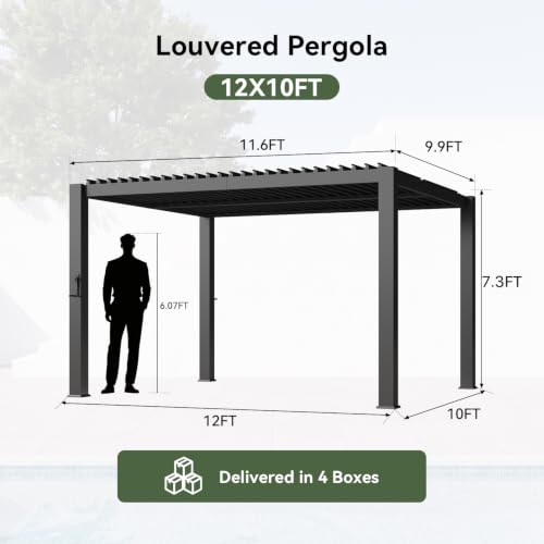 Aoxun 10x12 Louvered Pergola Review: Adjustable Roof Patio Structure image 29